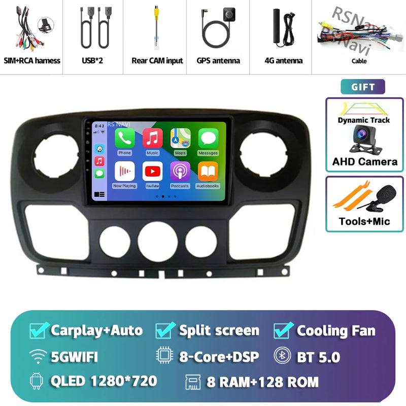 Autoradio CarPlay Renault Master, Nissan NV400 et Opel Movano (2010-2015) – Écran 9 pouces, Android 16, vue 17