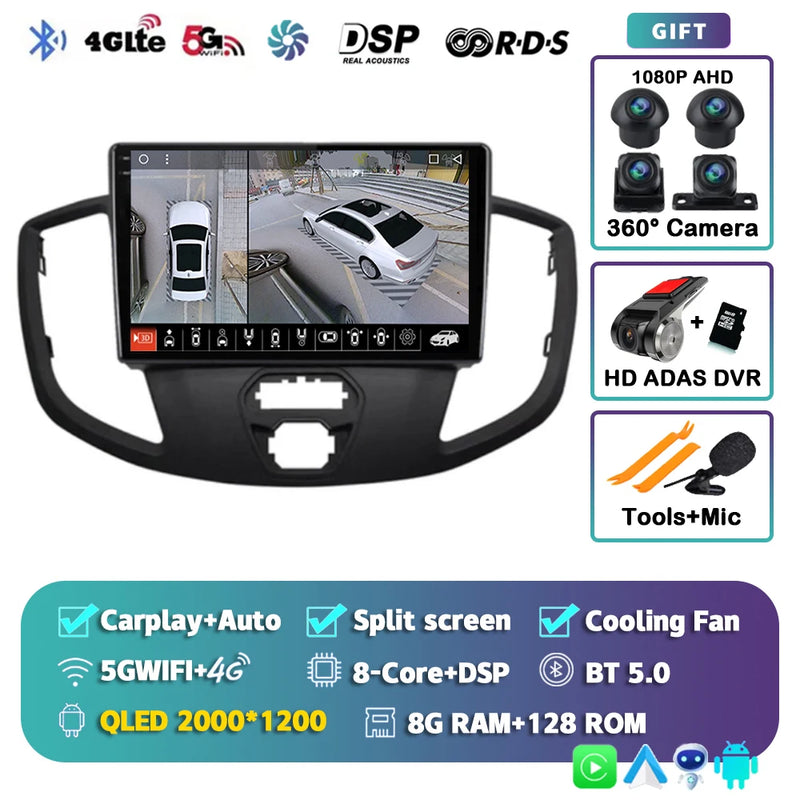 Autoradio CarPlay Ford Transit (2015-2018) – Écran QLED, jusqu'à 16 Go + 512 Go, vue 18