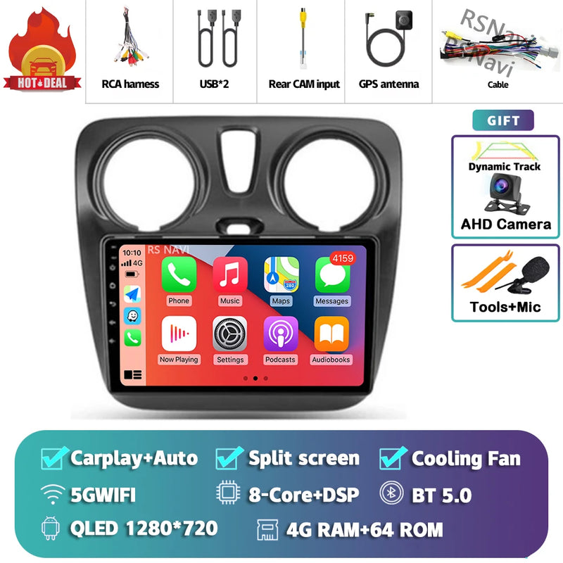 Autoradio CarPlay Renault Lodgy et Dacia Dokker (2012-2021) – Écran 9 pouces, Android 16, vue 24