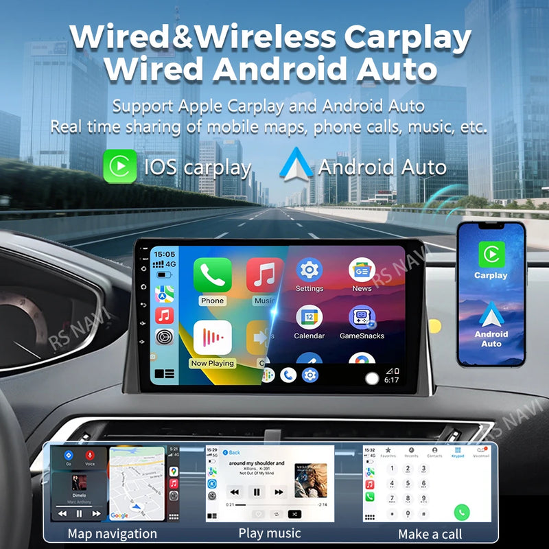 Autoradio CarPlay Peugeot 3008 et 5008 (2017-2020) – Écran 9 pouces, Android 16, vue 4
