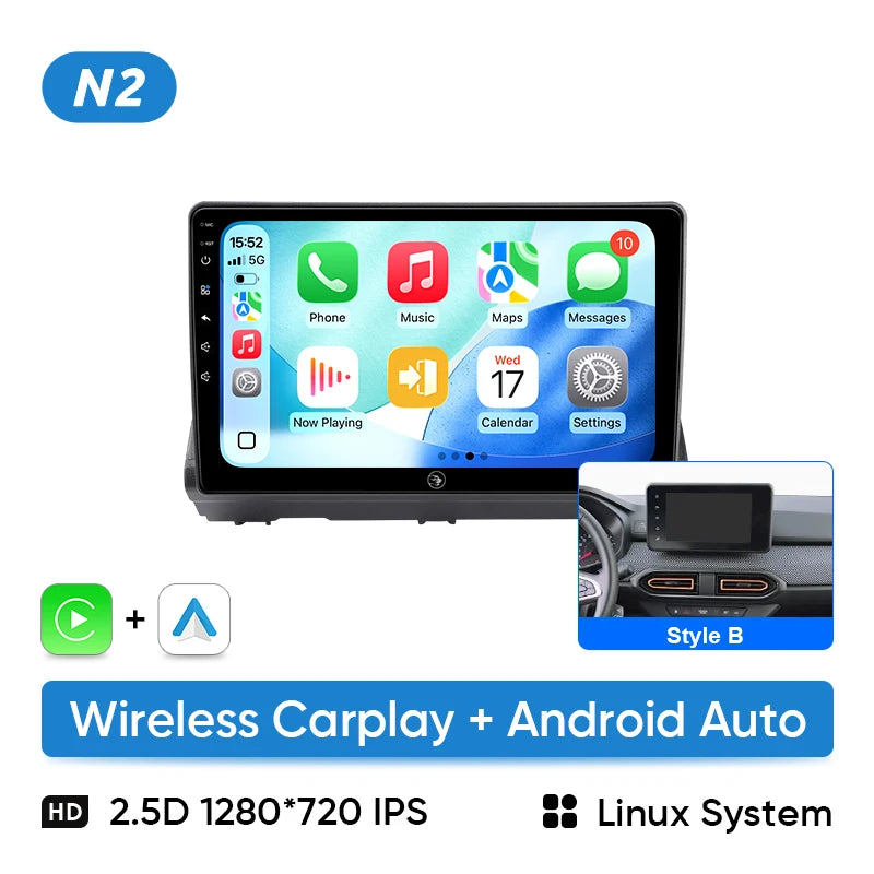 Autoradio CarPlay Dacia Logan, Sandero et Jogger (2019-2023) – Écran 10 pouces, jusqu'à 8 Go + 256 Go, vue 34
