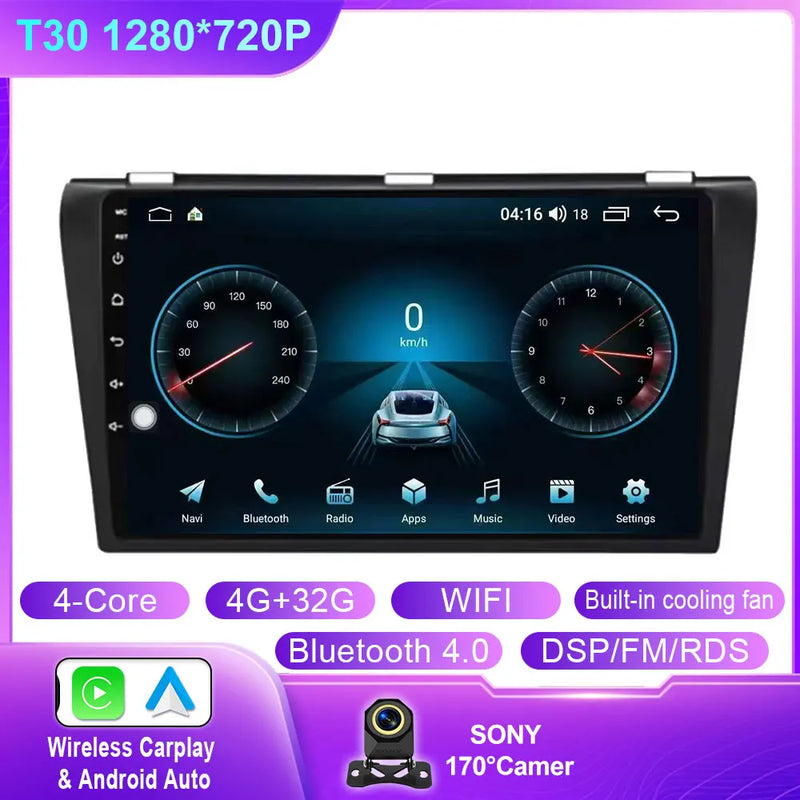 Autoradio CarPlay Mazda 3 (2004-2009) – Écran 9 pouces sans fil, 4G, jusqu'à 12 Go + 256 Go, vue 12