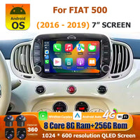 Autoradio CarPlay Fiat 500 (2016-2019) – Écran 7 pouces QLED, jusqu'à 8 Go + 256 Go