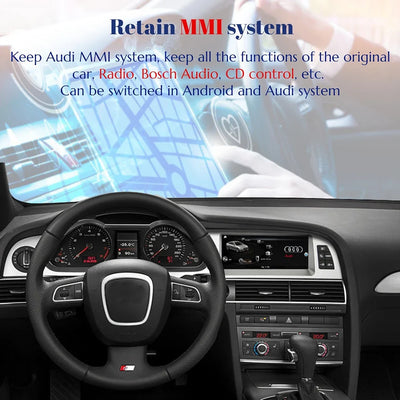 Autoradio BONROAD CarPlay Android pour Audi A6 C6 4F 8 Cœurs