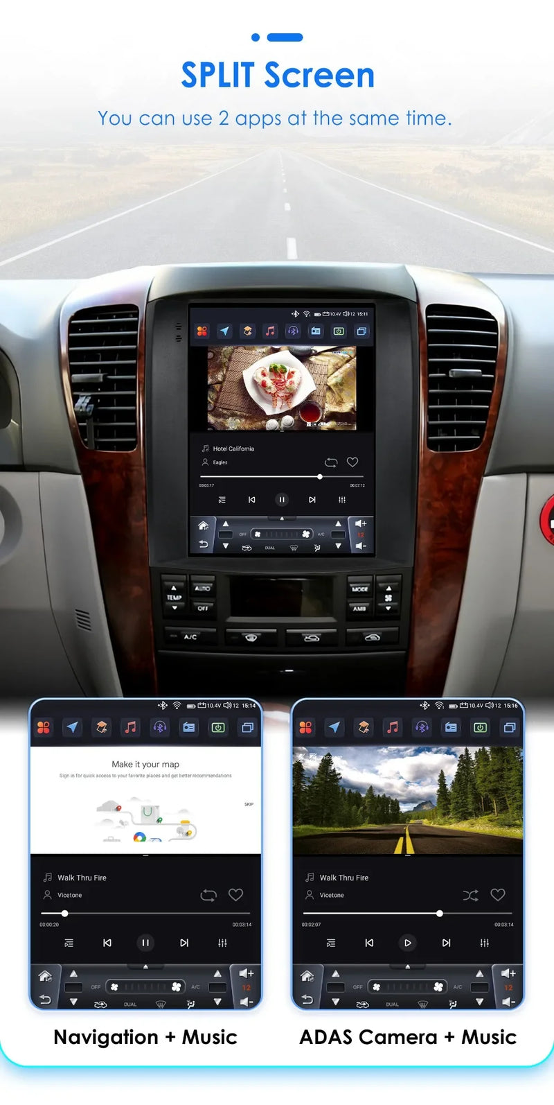 Autoradio CarPlay Kia Sorento BL (2002-2006) – Écran vertical 9,7 pouces, vue 5