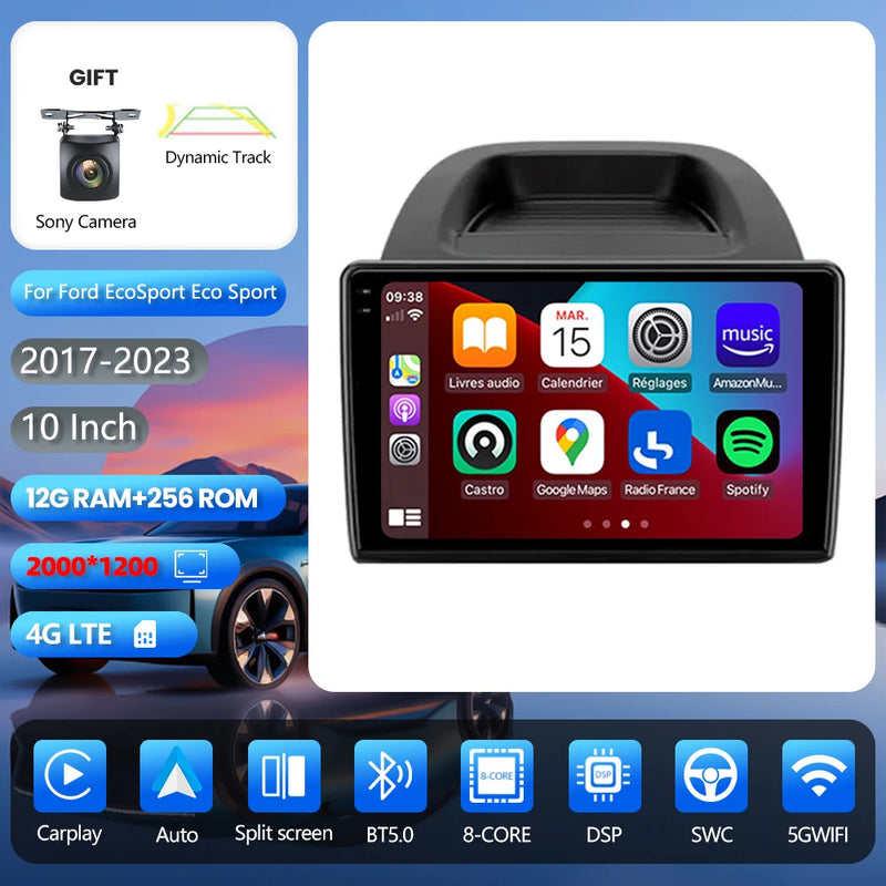 Autoradio CarPlay Ford EcoSport (2017-2023) – Écran QLED 10 pouces, vue 22