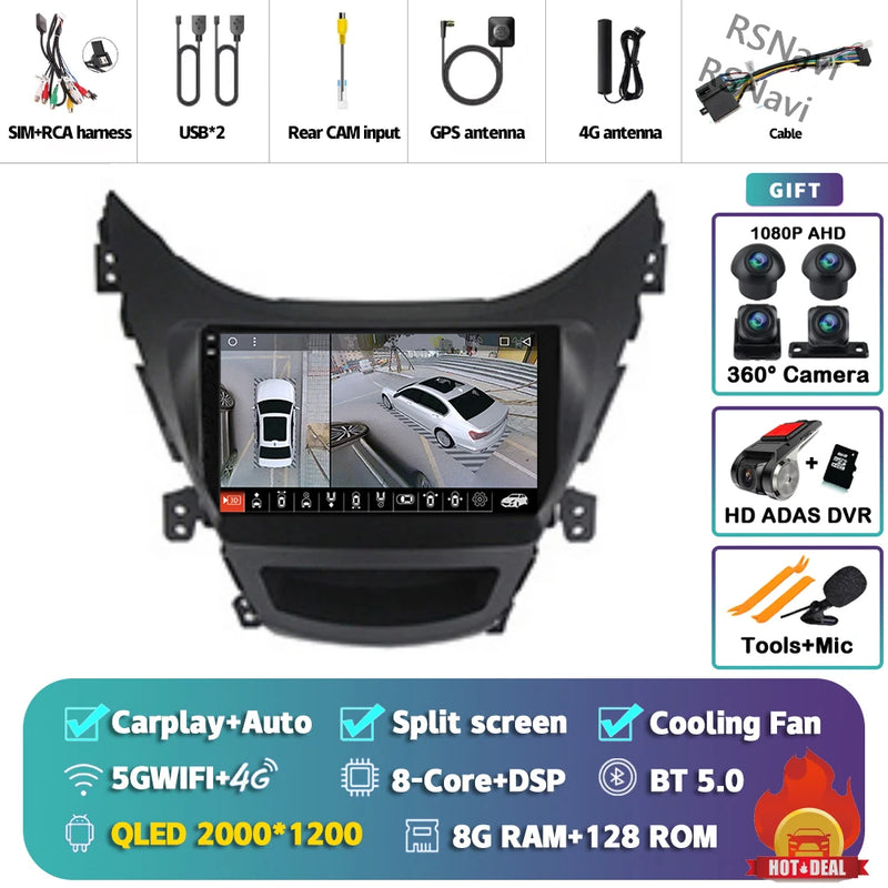Autoradio CarPlay Hyundai Elantra (2012-2015) – Écran 9 pouces sans fil, jusqu'à 16 Go + 512 Go, vue 44