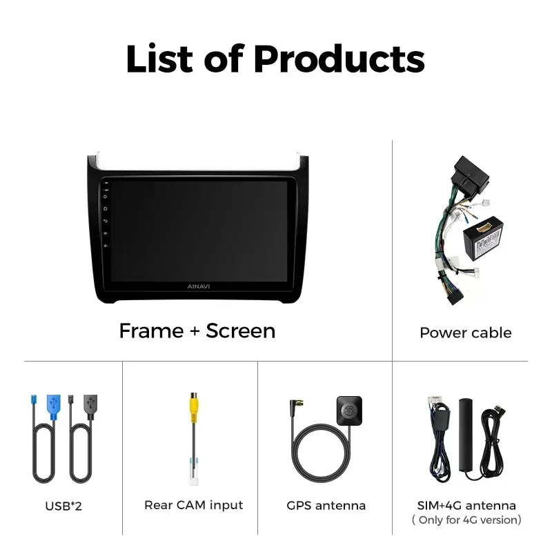 Autoradio CarPlay Volkswagen Polo 5 (2008-2020) – Écran 9 pouces, sans fil, jusqu'à 8 Go + 256 Go, vue 2