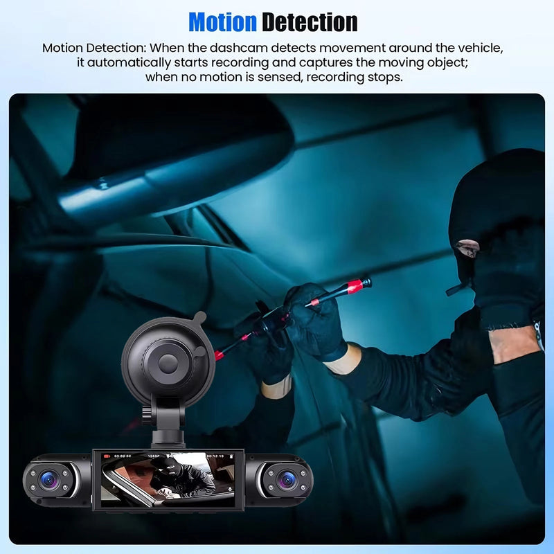Dashcam 3 ou 4 Caméras – Avant 1080P, Côtés Orientables et Arrière, Mode Parking, vue 9