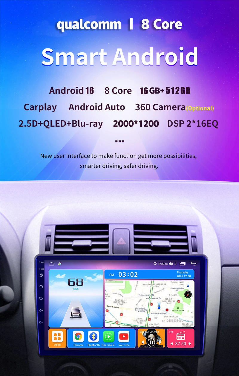 Autoradio CarPlay Citroën Berlingo, Peugeot Partner et Opel Combo (2019-2020) – Écran 9 pouces, Android 16, jusqu'à 16 Go + 512 Go, vue 10