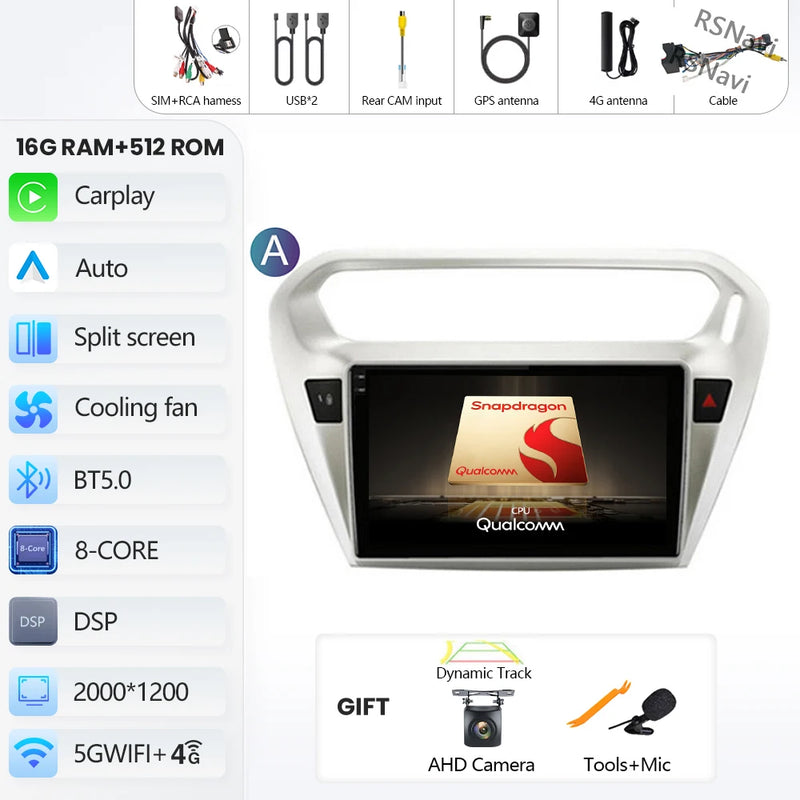 Autoradio CarPlay Peugeot 301 et Citroën C-Elysée (2012-2016) – Écran QLED, Android 16, vue 41