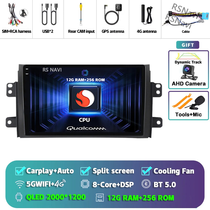 Autoradio CarPlay Suzuki SX4 (2006-2013) – Écran 9 pouces sans fil, jusqu'à 12 Go + 256 Go, vue 33
