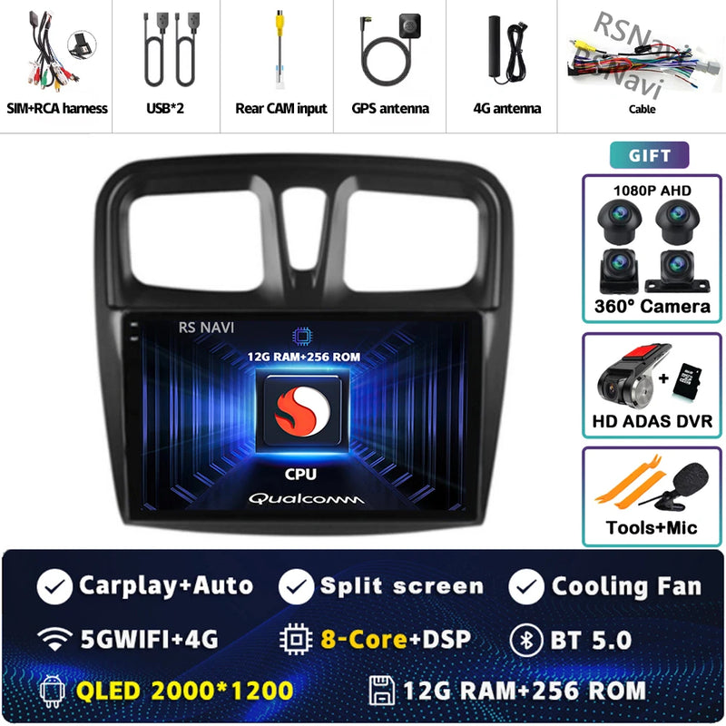 Autoradio CarPlay Dacia Sandero et Logan 2 (2014-2019) – Écran 9 pouces, jusqu'à 12 Go + 256 Go, vue 35