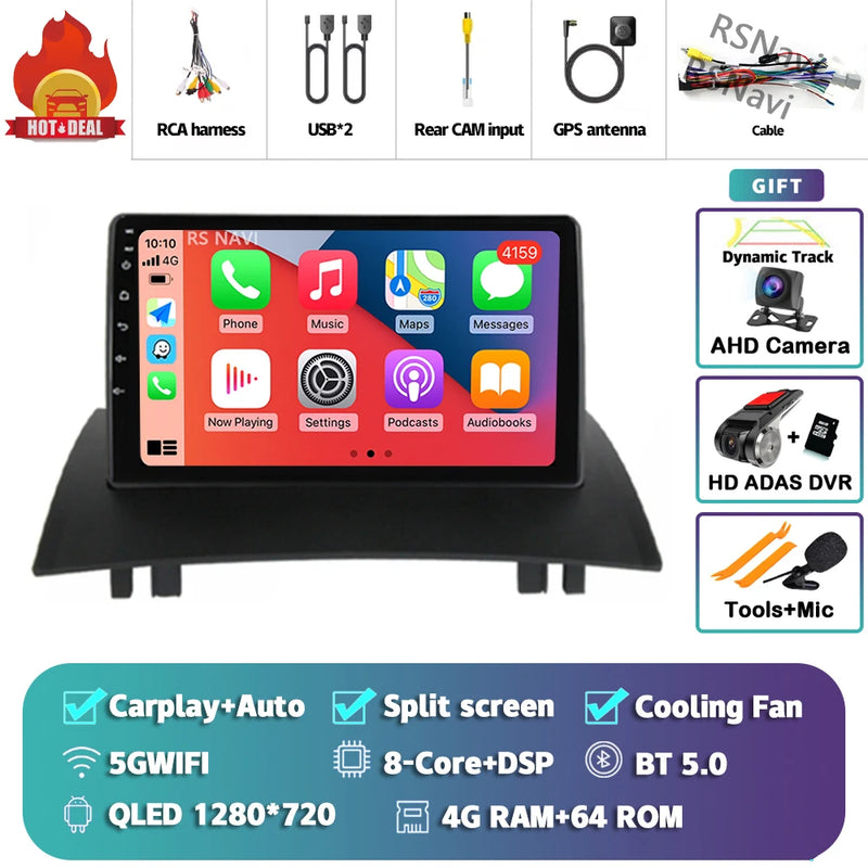 Autoradio CarPlay Renault Mégane 2 (2002-2009) – Écran 9 pouces, jusqu'à 16 Go + 512 Go, vue 23