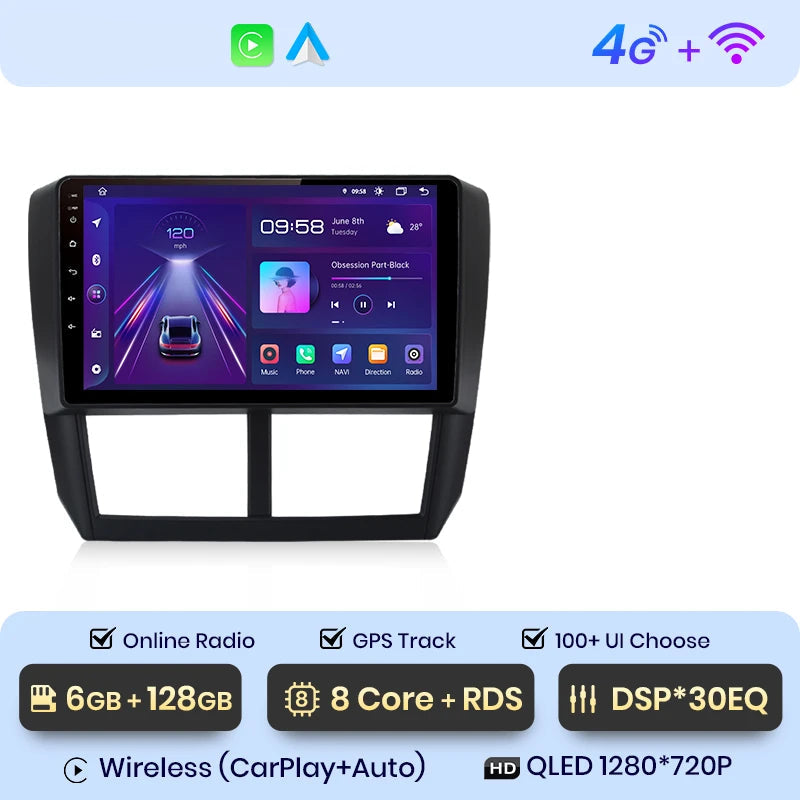Radio Subaru Impreza Android 12 – CarPlay QLED 6 Go + 128 Go DSP