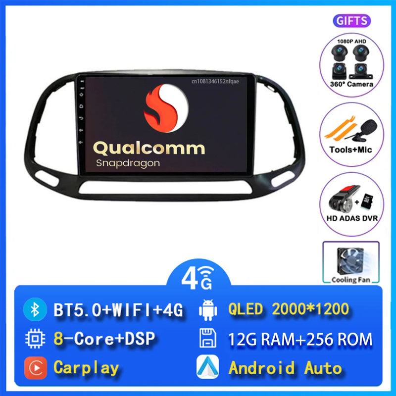 Autoradio CarPlay Fiat Doblo (2015-2019) – Écran 9 pouces, jusqu'à 12 Go + 256 Go, vue 16