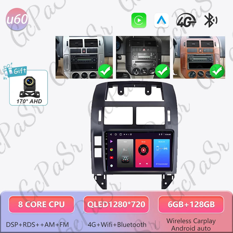 Autoradio CarPlay Volkswagen Polo 4 (2004-2009) – Écran 9 pouces, cadre noir ou argent, vue 35