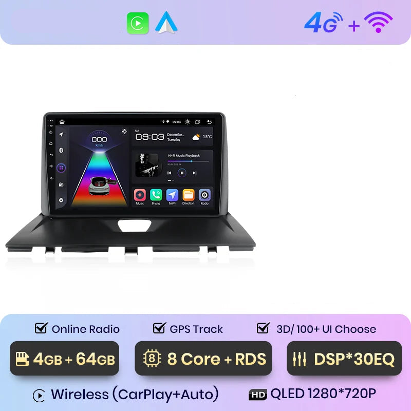 Écran QLED CarPlay Peugeot Expert 2007–2016 – GPS, Android, Interface 3D