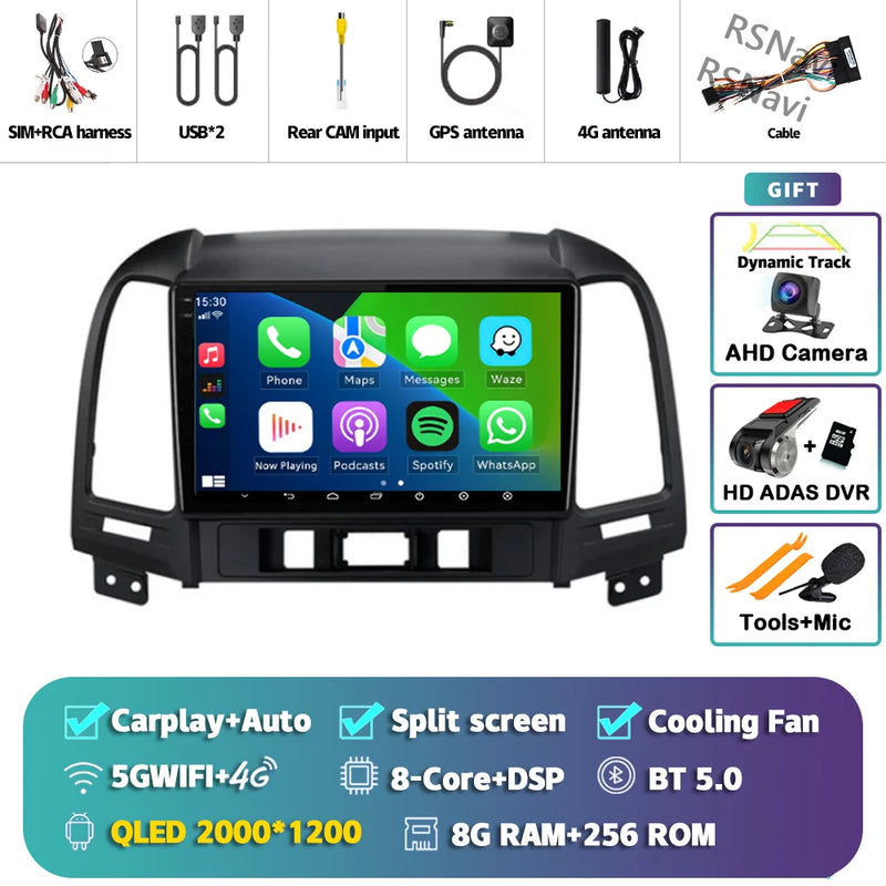 Autoradio CarPlay Hyundai Santa Fe 2 (2006-2012) – Écran 9 pouces, jusqu'à 16 Go + 512 Go, vue 40