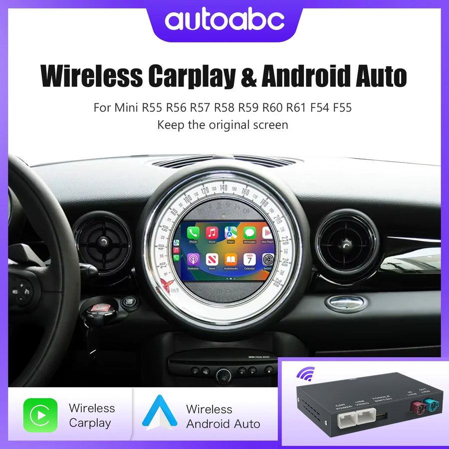 Boîtier CarPlay Mini Cooper R55 à R61, F54, F55 (2008-2017) – CIC et NBT, écran d'origine conservé