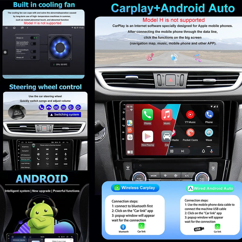 Autoradio CarPlay Citroën C3 et DS3 (2010-2016) – Écran QLED 7 pouces, Android 16, jusqu'à 8 Go + 256 Go, vue 2