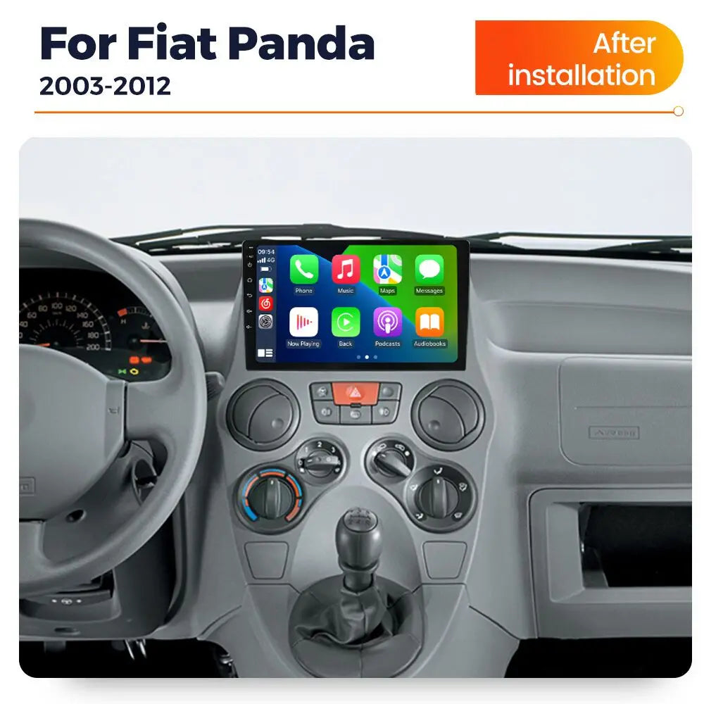 Autoradio CarPlay Fiat Panda (2003-2012) – Écran 9 pouces IPS, Android 14, jusqu'à 2 Go + 32 Go
