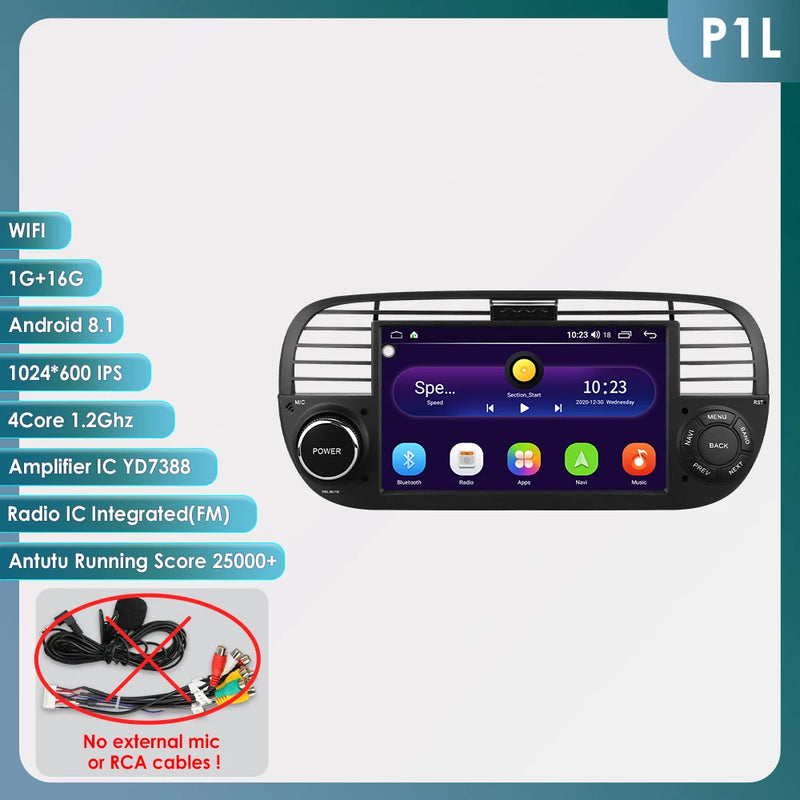 Autoradio CarPlay Fiat 500 (2007-2015) – Écran 7 pouces, 8 cœurs, jusqu'à 8 Go + 128 Go, vue 66