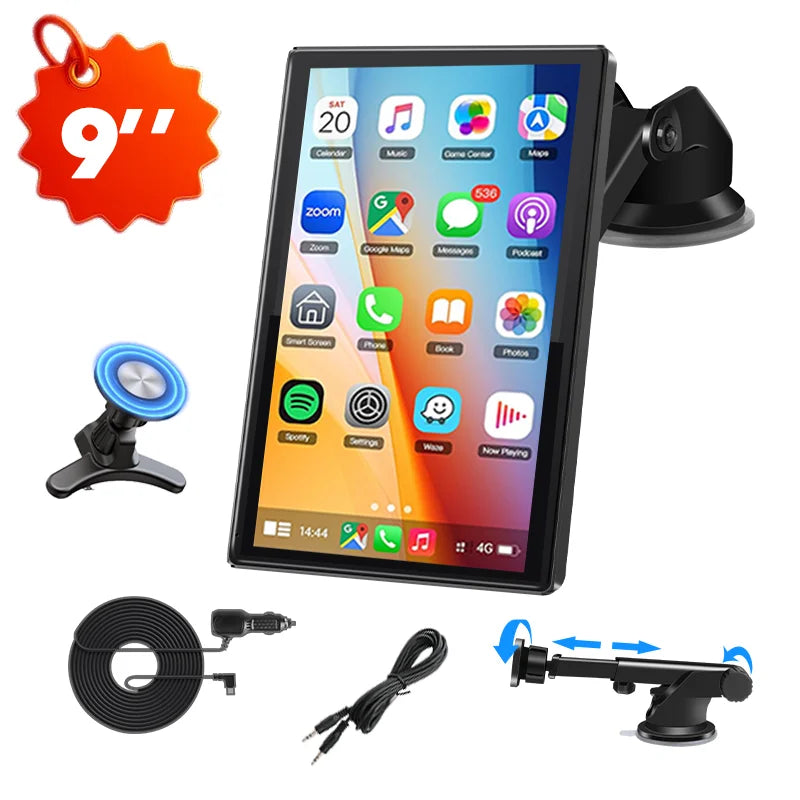 Écran CarPlay Universel Sans Fil 7, 8 ou 9 Pouces – Support Magnétique et Ventouse, vue 30