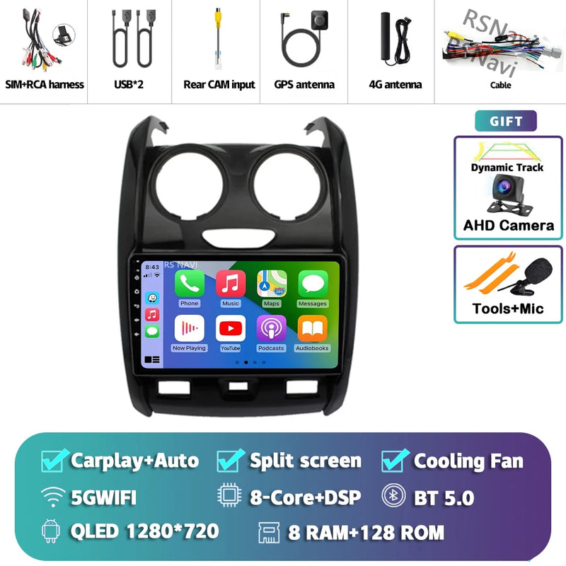 Autoradio CarPlay Dacia Duster (2015-2021) – Écran 9 pouces, Android 16, jusqu'à 16 Go + 512 Go, vue 40