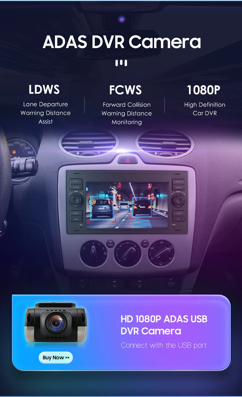 Autoradio CarPlay Ford Focus, Mondeo, S-Max et Kuga (2003-2012) – Écran 7 pouces, 2 DIN, vue 36