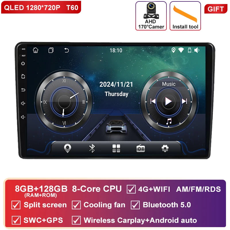 Autoradio CarPlay Peugeot 308 T9 et 308S (2013-2017) – Écran 9 pouces, sans fil, vue 48