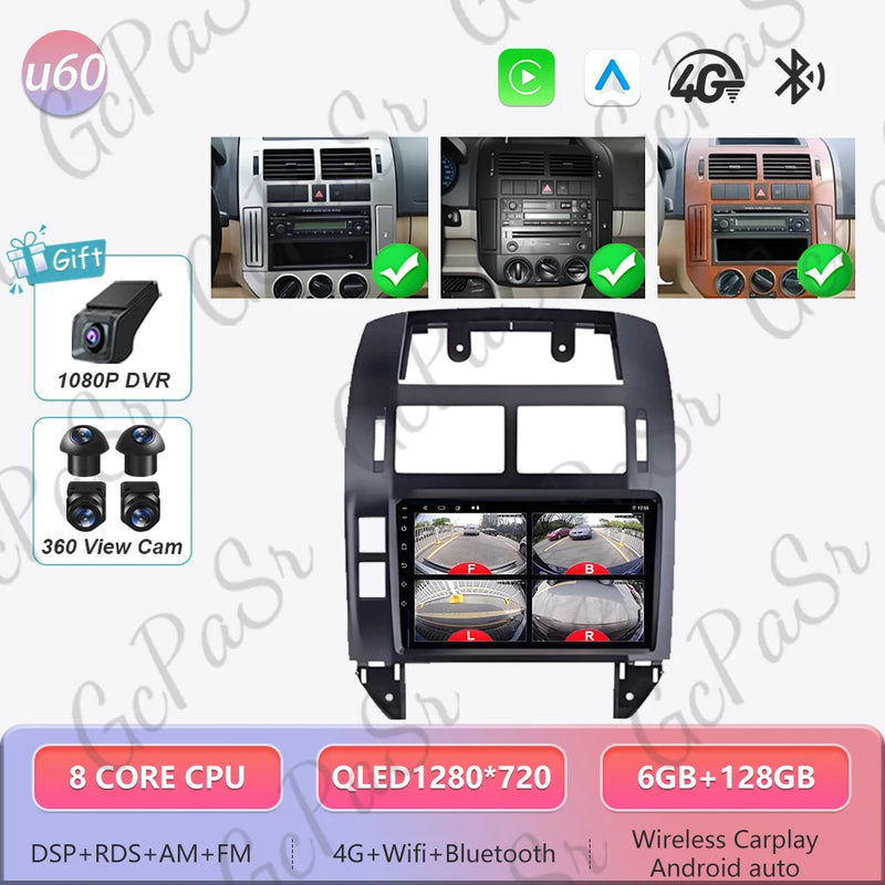 Autoradio CarPlay Volkswagen Polo 4 (2004-2009) – Écran 9 pouces, cadre noir ou argent, vue 43