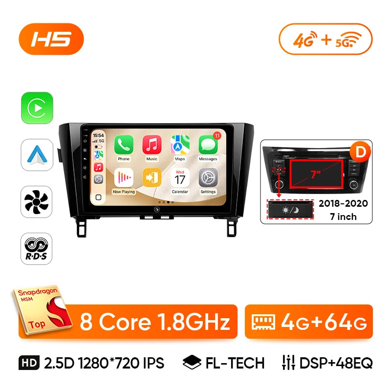 Autoradio CarPlay Nissan Qashqai J11 et X-Trail T32 (2014-2020) – Écran 10 pouces, Android 13, vue 11