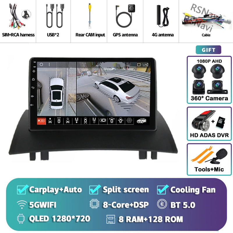 Autoradio CarPlay Renault Mégane 2 (2002-2009) – Écran 9 pouces, jusqu'à 16 Go + 512 Go, vue 30