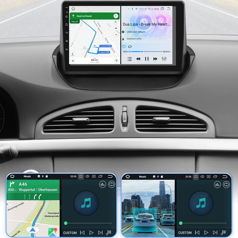Autoradio CarPlay Renault Laguna 2 (2001-2007) – Écran 9 pouces, sans fil, vue 3