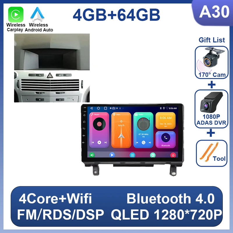 Autoradio CarPlay Opel Astra H (2006-2014) – Écran 9 pouces sans fil, jusqu'à 12 Go + 256 Go, vue 12