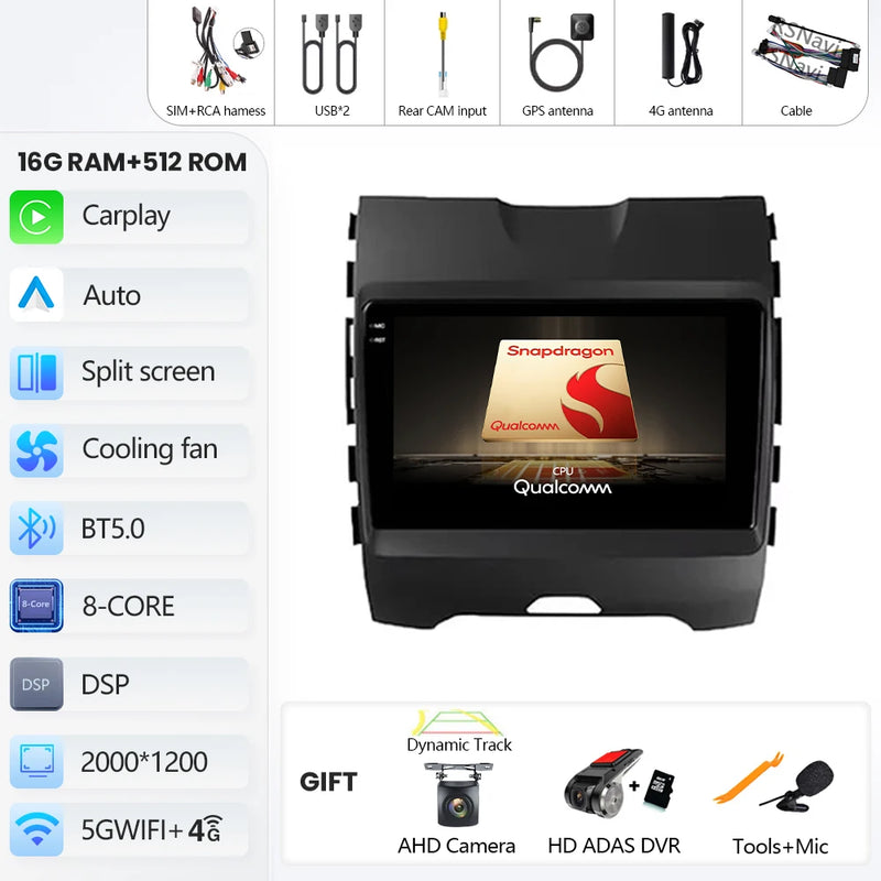 Autoradio CarPlay Ford Ranger, Everest et Edge (2015-2018) – Écran 9 pouces, jusqu'à 16 Go + 512 Go, vue 26