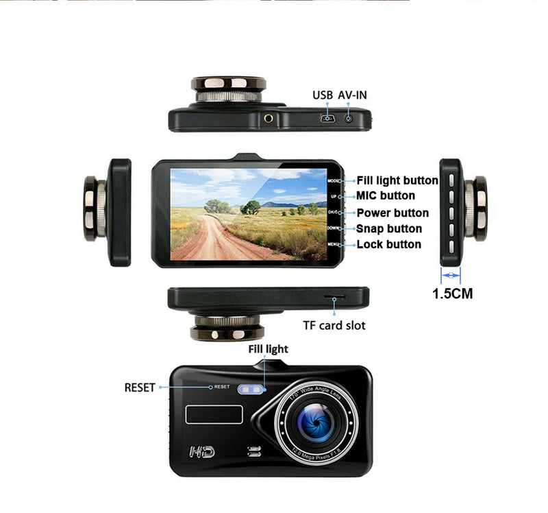 Dashcam Tactile 4 Pouces Avant et Arrière 1080P – Vision Nocturne, Mode Parking, vue 14