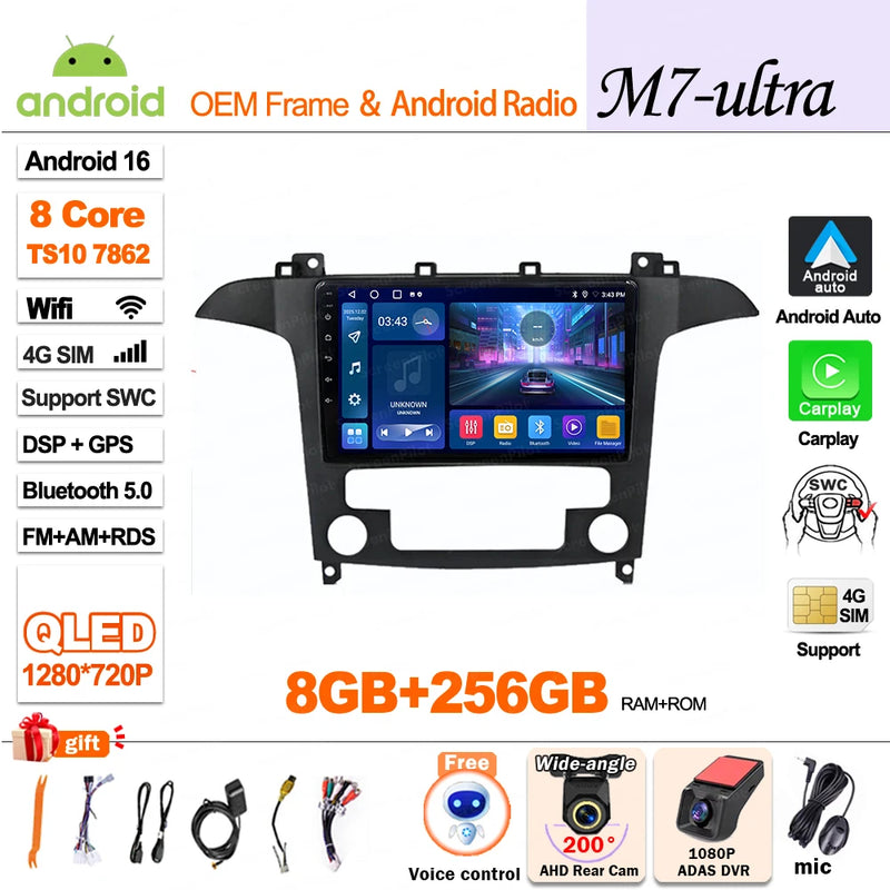 Autoradio CarPlay Ford S-Max (2006-2015) – Écran 9 pouces sans fil, jusqu'à 12 Go + 256 Go, vue 31