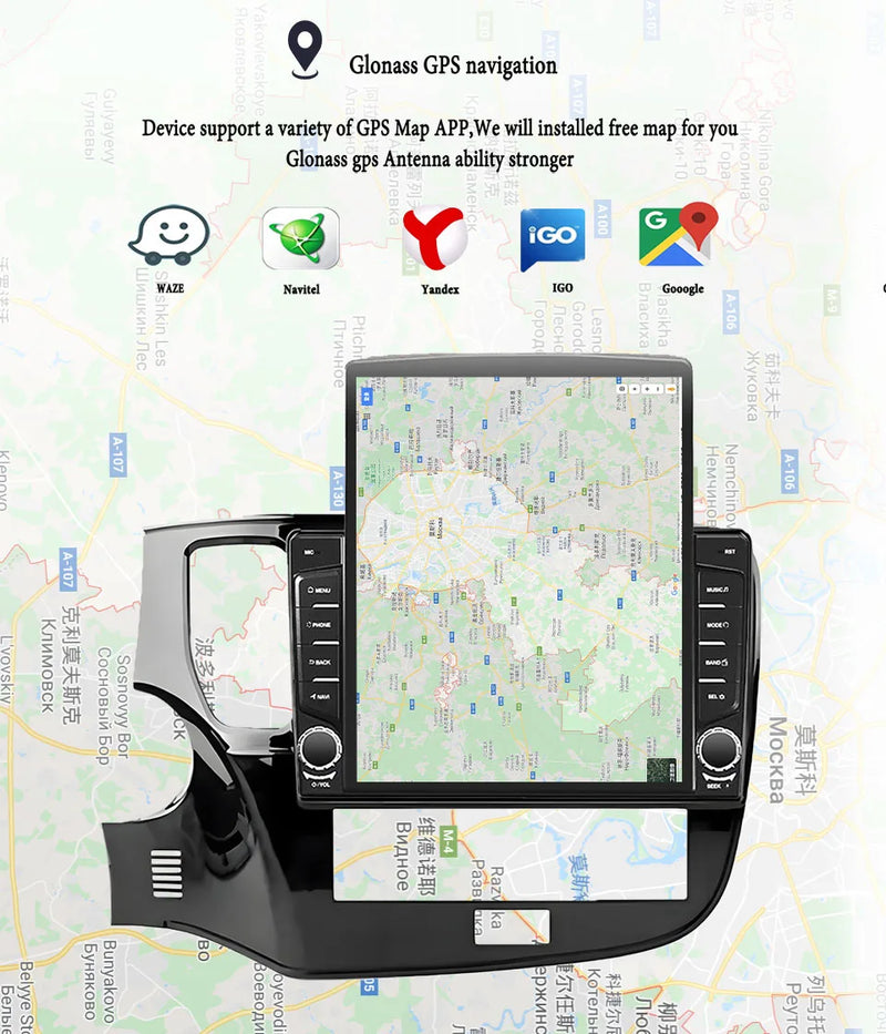 Autoradio CarPlay Mitsubishi Outlander (2018-2021) – Écran vertical 9,7 pouces, jusqu'à 8 Go + 128 Go, vue 12