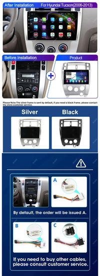 Autoradio CarPlay Hyundai Tucson (2004-2009) – Écran 10 pouces, jusqu'à 16 Go + 256 Go, vue 8