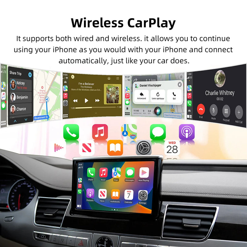 Boîtier CarPlay Audi A8 (2012-2015) MMI 3G – Écran d'origine conservé, sans fil, vue 3