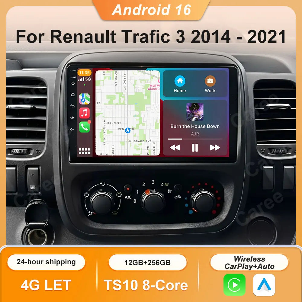 Autoradio CarPlay Renault Trafic 3 (2014-2021) et Opel Vivaro B (2014-2018) – Écran 9 pouces, jusqu'à 12 Go + 256 Go
