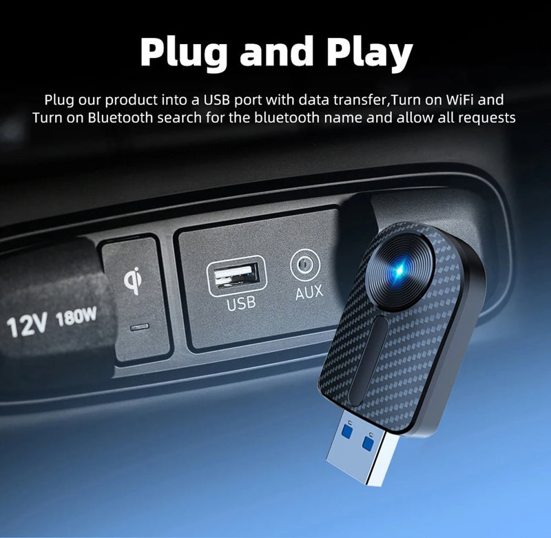 Adaptateur CarPlay Sans Fil USB 2 en 1 – 7 Modèles au Choix, Bluetooth 5.4, Wi-Fi 5,8 GHz, vue 24