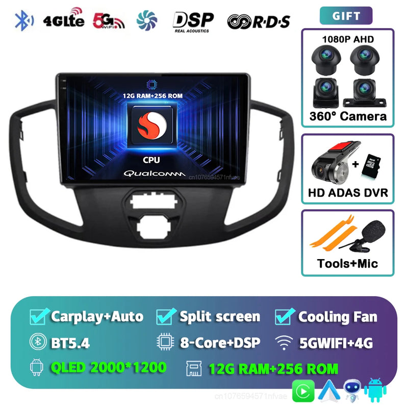 Autoradio CarPlay Ford Transit (2015-2018) – Écran QLED, jusqu'à 16 Go + 512 Go, vue 13