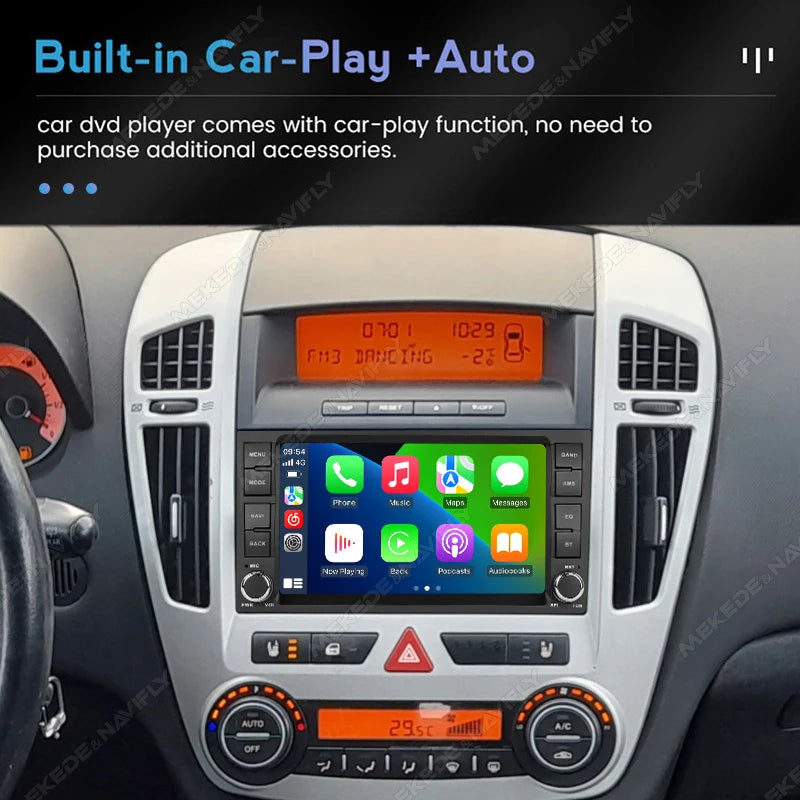 Autoradio CarPlay Kia Ceed (2007-2009) – Écran 7 pouces, sans fil, vue 3