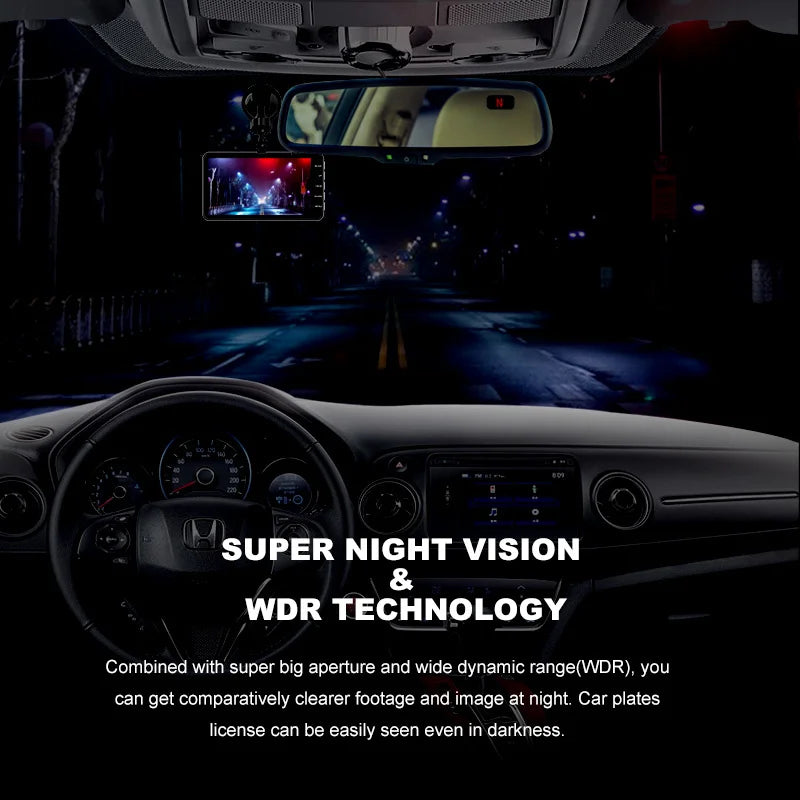 Dashcam Tactile 4 Pouces Avant et Arrière 1080P – Vision Nocturne, Mode Parking, vue 5