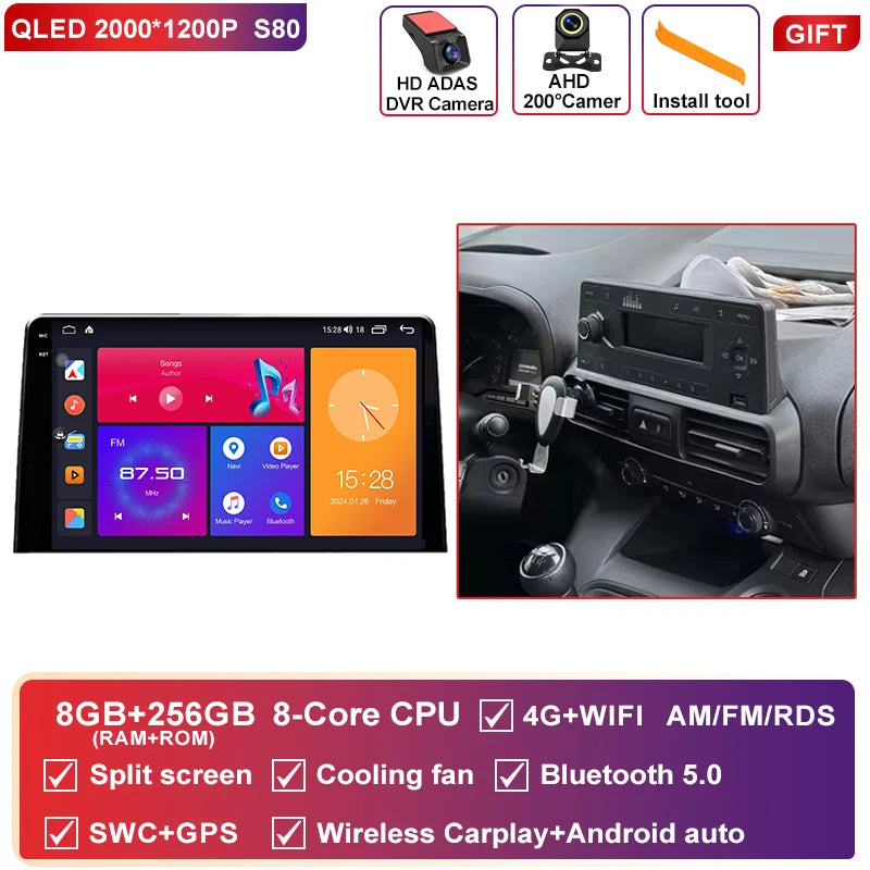 Autoradio CarPlay Citroën Berlingo, Peugeot Partner et Opel Combo (2019-2021) – Écran 10 pouces, jusqu'à 12 Go + 256 Go, vue 41