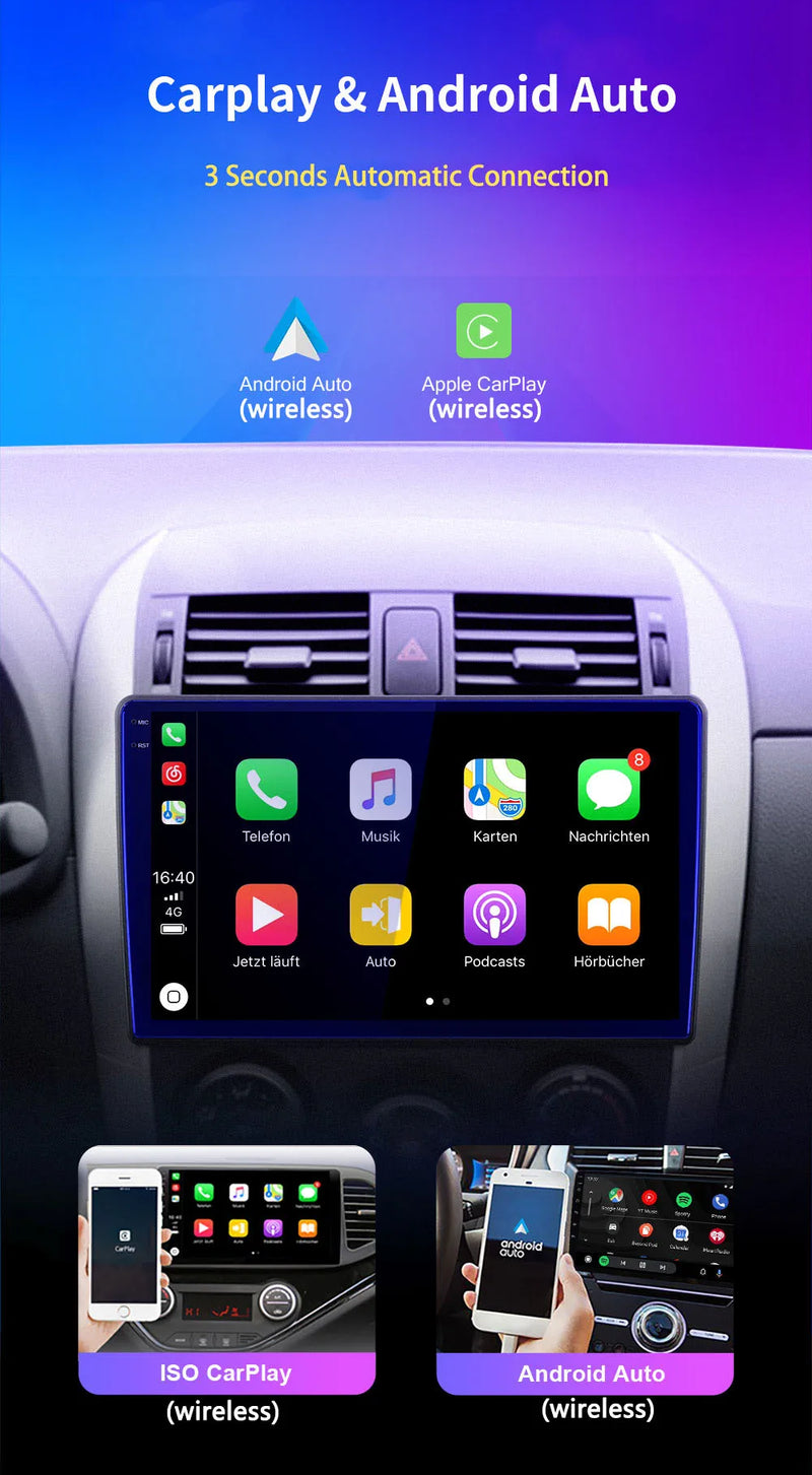 Autoradio CarPlay Suzuki SX4 (2006-2013) – Écran 9 pouces sans fil, jusqu'à 12 Go + 256 Go, vue 12