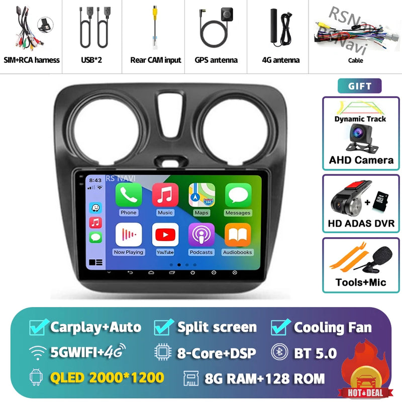 Autoradio CarPlay Renault Lodgy et Dacia Dokker (2012-2021) – Écran 9 pouces, Android 16, vue 16